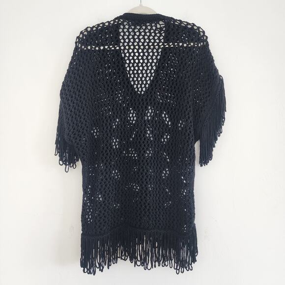 Zara Black Knit Top with Long Black Fringe Small - Medium - Picture 5 of 8